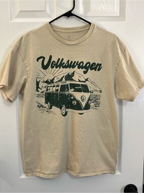 Volkswagen VW Bus Graphic T-Shirt Beige Adventure Tee Adult Large